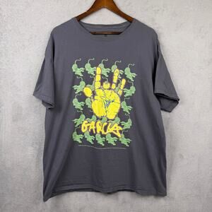 Jerry Garcia Handprint T Shirt Mens SZ XL Grey Deadhead Hippie Grateful Dead